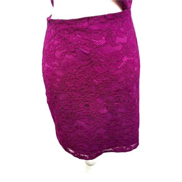 NBD x Naven‎ Elina One Shoulder Waist Cut Out Lace Mini Dress in Magenta - Picture 5 of 10